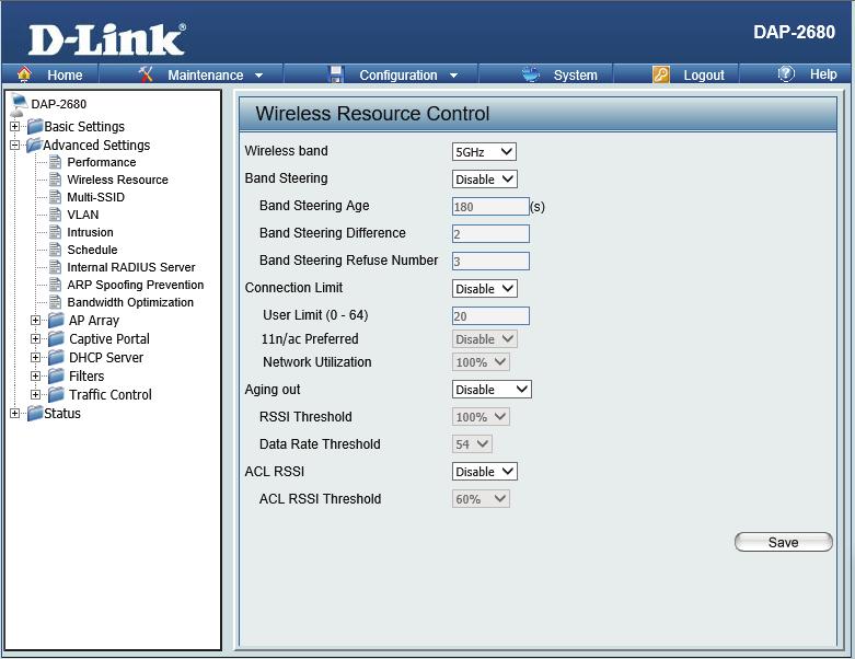 Wireless Resource Control The Wireless Resource Control window is used to configure the wireless connection settings so that the device can detect the better wireless connection in your environment.
