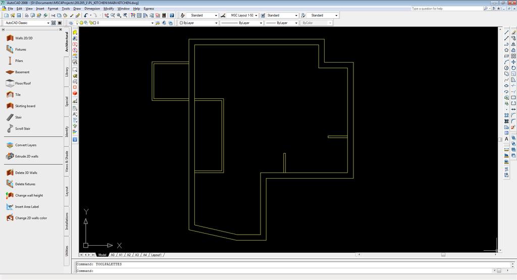 In our case we will find the DWG file with the walls you just created (as