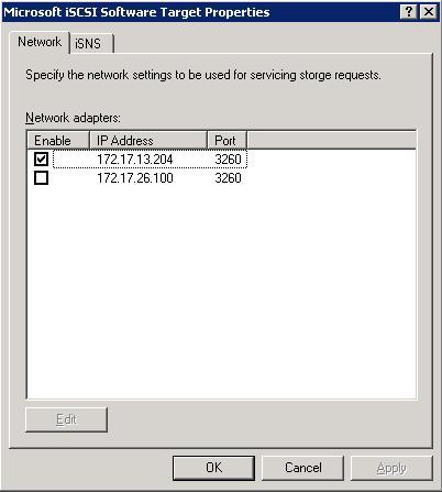 Figure 18: Network selection to serve storage requests Note: Teaming of network ports that serve iscsi storage requests on the NX1950 target system is not supported. 3.2.