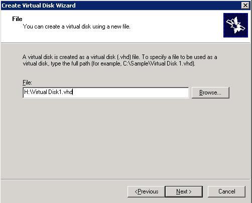 Figure 25: Create virtual disk wizard 3. Specify the size (in MB) of the virtual disk and click Next. 4. Provide a description for the virtual disk and click Next. 5.