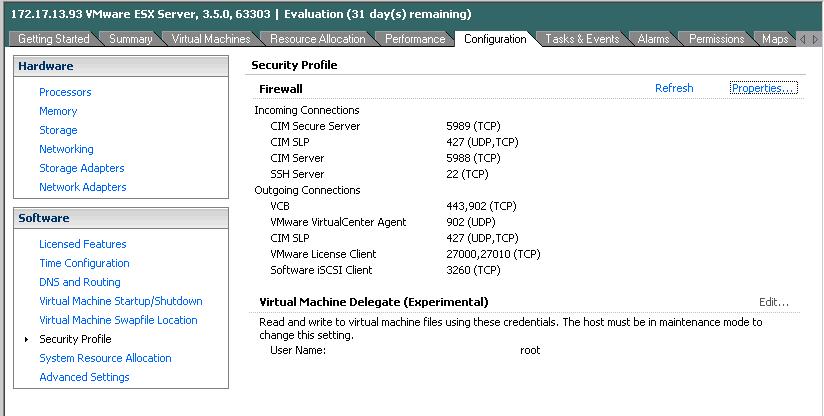 Figure 4: Security Profile Configuration Tab 2. Click on Properties.
