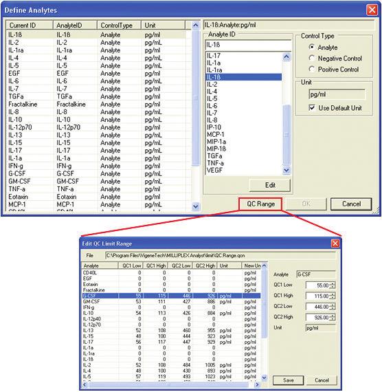 Edit Analytes Click or select Define Analytes from the Well Popup Menu to open the dialog box as below: Create Sample and Positive Well Pairs Select the sample wells and the positive wells,