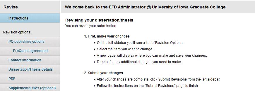 formatting corrections you received from the Graduate College, it s time to resubmit your thesis.