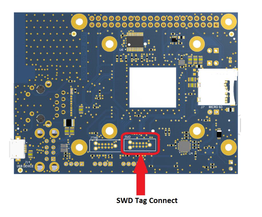 SWD Pin Signal name Description 7 NC 8 NC 9 GND 10 MCA_RESET_N Reset signal for MCA Note J18 SWD connector manufacturing part number: SAMTEC FTSH-105-01-F-DV The second option is the ARM 10-pin