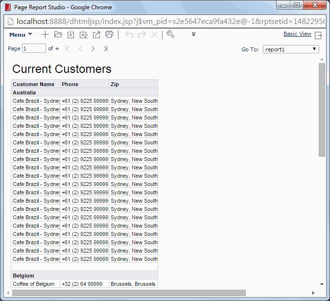 9. Click Menu > File > Rename Report Tab. In the Rename Report Tab dialog, enter CurrentCustomers as the report tab name, then click OK. 10. Click the Save button on the toolbar.