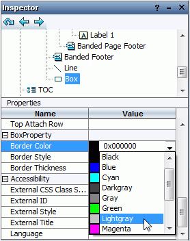 5. Select the Line object and edit its Line Color property to Lightgray and Line Thickness to 0.02. 6. Resize the fields horizontally if data is truncated. 7.