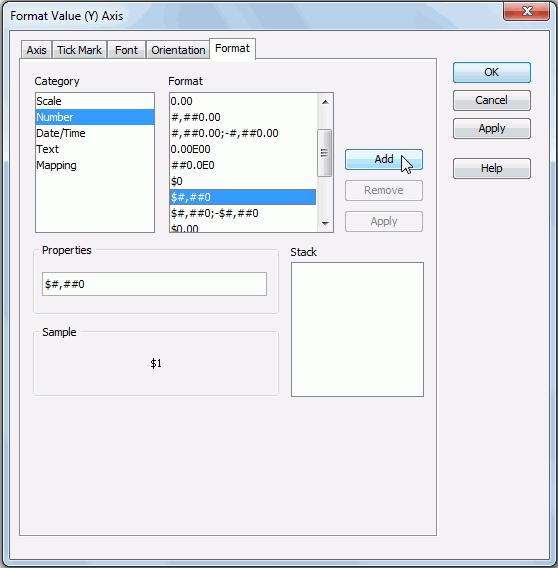 13. Click OK in the Format Value (Y) Axis dialog. 14. Double-click the Regions label.