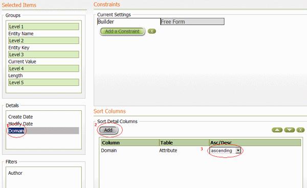 USING THE ER/STUDIO ENTERPRISE PORTAL > DASHBOARDS Step Four: Configure Report Settings 1 Click Next to advanced to Step Four where you configure the appearance of the report.