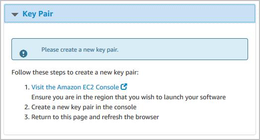 Creating a Key Pair in AWS First time users might see a notification to Please select a key pair when preparing to