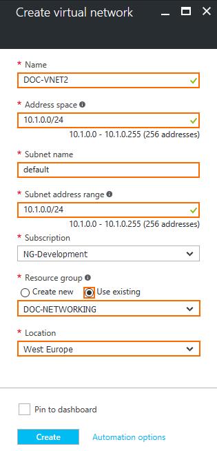 8. Click Create. You now have at least two virtual networks in the same resource group. The route table created for the F-Series Firewall HA cluster must also be in the same resource group. Step 2.