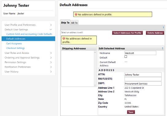 o If you cannot find your Ship To address, E-mail spearmart@fsu.