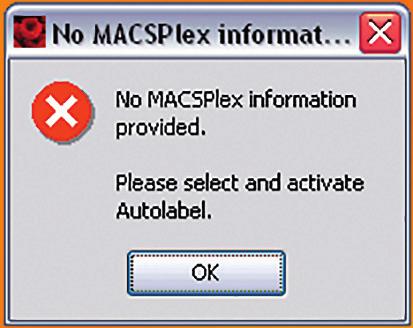 A warning window appears when starting the MACSPlex_ Standard Express Mode, stating too many defined Sample IDs.