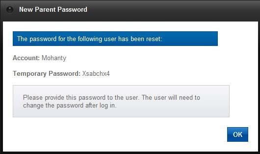 (refer to Figure 11). 3. Click Submit. 4. The New Parent Password notice will pop up (refer to Figure 12).