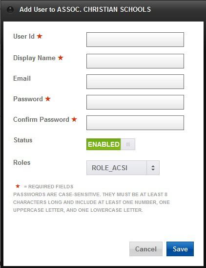 Figure 5: Add User Editing User Details, Changing Passwords, and Assigning Roles 1. Select the organization with which the user is associated (if different than the default selection in the left pane.