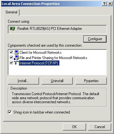 2-2-2 Windows 2000 IP address setup: 1.