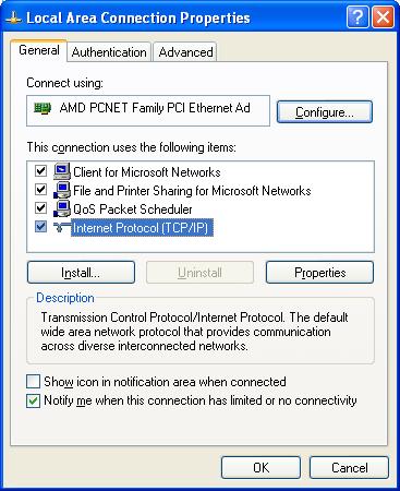 2-2-3 Windows XP IP address setup: 1.