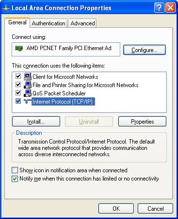 Connection. When the Local Area Connection Properties window appears, click Properties. 2.