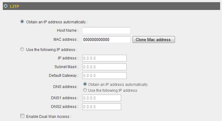 Item Name Host Name MAC Address IP Address Subnet Mask Default Gateway DNS Address DNS Address 1 and 2 Enable Dual WAN Access Input the host name of your computer here.