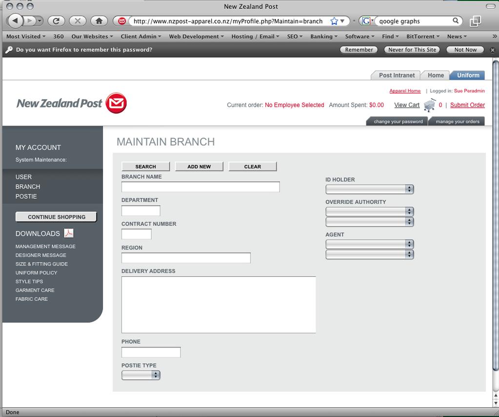 Super Admin 30 Step 6 - Maintain Branches 1. Click Branch on the left hand menu. 2.