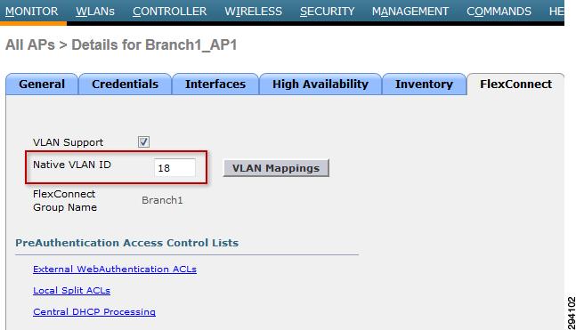 Branch Unified Wireless LAN Design Chapter 9 BYOD Wireless Infrastructure Design Figure 9-28 Native VLAN ID Define the VLAN ID to be used for local switching.