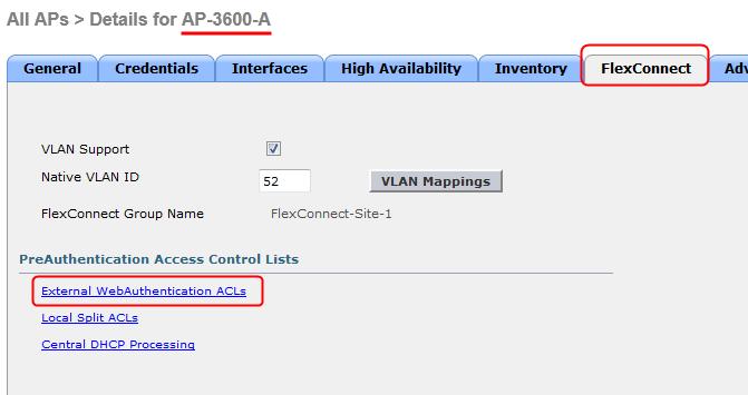 FlexConnect Web Policy ACL Configure Web Policy ACL per