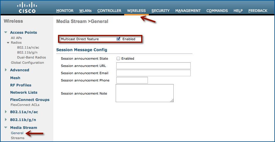 FlexConnect VideoStream Configuration Enable VideoStream - Global (Cisco Controller) >config media-stream