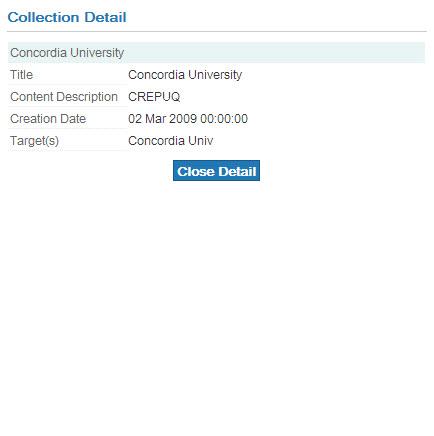 To de-select a Collection from your search simply uncheck the check box preceding the collection name.