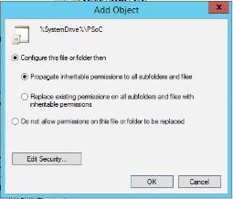 5. Select OK to Configure this file or folder then to also Propagate