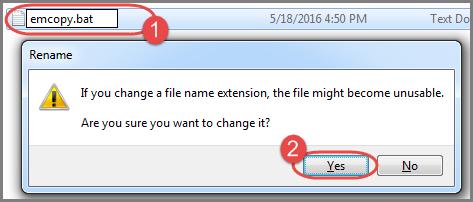 Figure 35 4. Save this file in the same source folder as the emcopy.