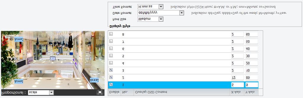This function may vary with models, please see the actual Web interface for details. 1. Click Setup > Image > OSD. The OSD interface of some models is displayed as follows. 2.
