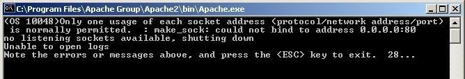 Troubleshooting Troubleshooting Installation reports that port for Apache is in use If you see either of the following error messages, the port that Apache is