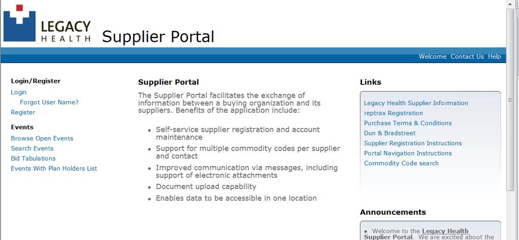 Start by clicking on the supplier portal link: https://legacyprodlm01.cloud.infor.com:1442/lmscm/sourcingsupplier/controller.servlet?dataarea=lmscm&context.sessio n.key.