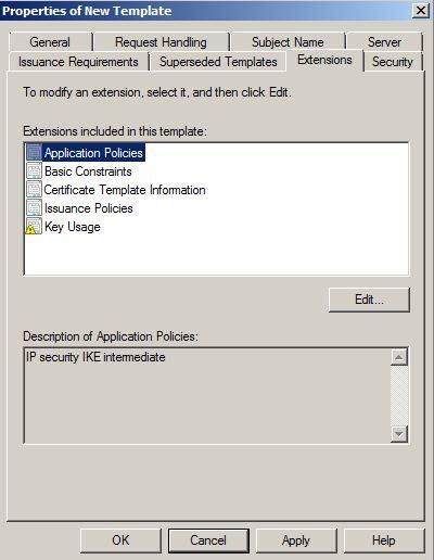 On the Extensions tab, under Extensions included in this template: select Application Policies, and then click