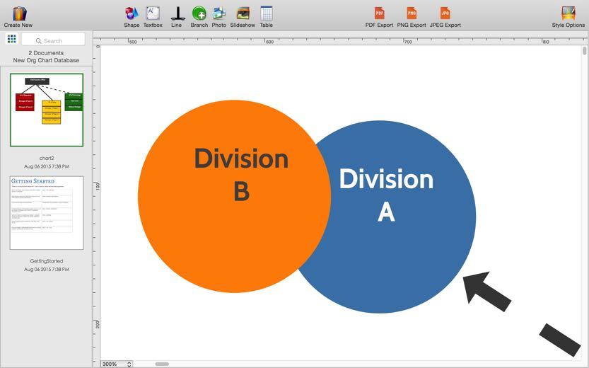 How to arrange object layers Before move After move In this example, we have two shapes: "Division A" and "Division B". The two shapes overlap each other.