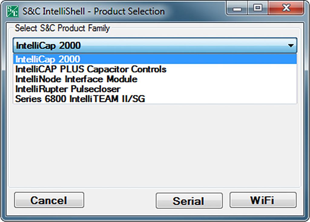 Select the IntelliCap 2000 option from the Select S&C Product Family drop-down menu, and click