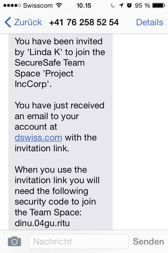 By clicking on the link "Join Team Space" (1) in the invitation email you will automatically