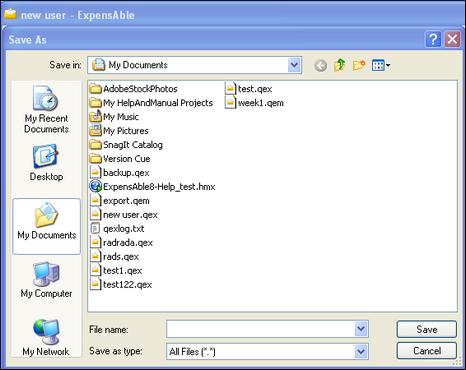 Creating a New ExpensAble File To create a new ExpensAble file: 1. Click File > New > New File. Creating a File 2.
