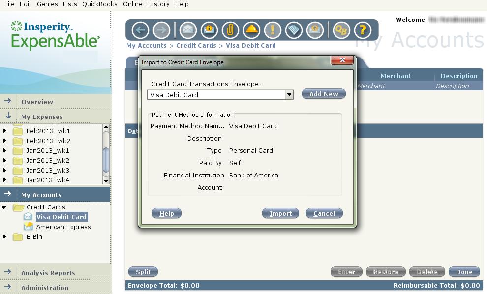 Manually Downloading Card Transactions The Download Card Transactions feature in ExpensAble enables you to receive credit card information from the website of your financial institutions.