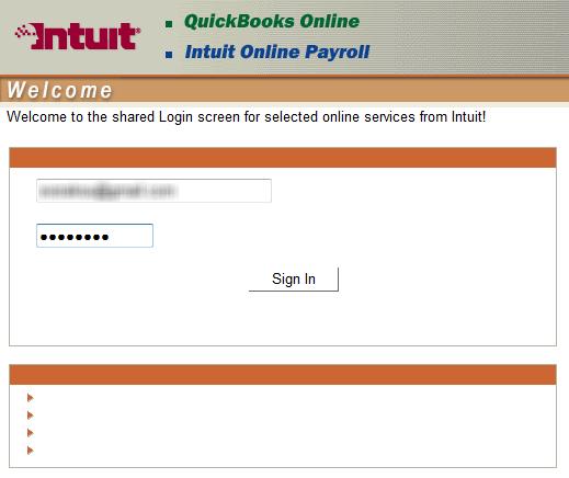 10. Click the login button to sign into QuickBooks Online to get the