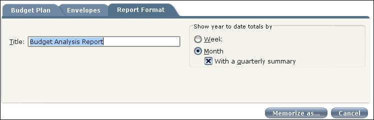5. In the Report Format tab, enter a title for your report and choose the time period from Show year to date totals.