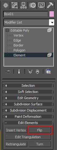Scroll down in your tools under the Element tools until you find the Edit Elements Rollout. Under this rollout is a button labeled Flip.
