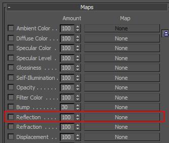 In your material settings, scroll down and open the rollout that says Maps: Find the entry for Reflection, and click on the large button on the right side that says None.