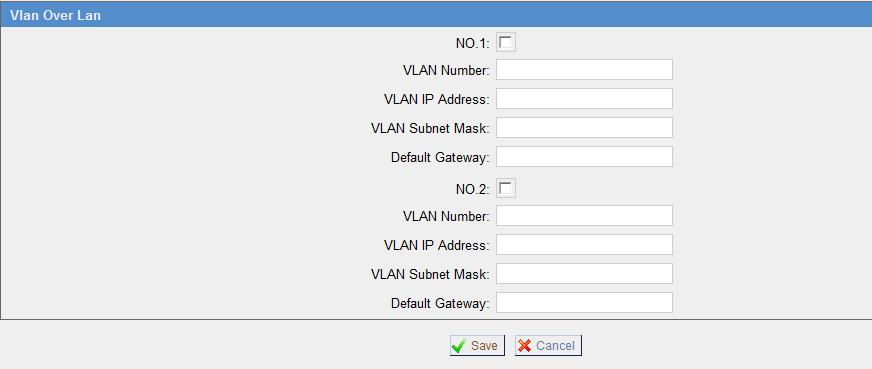 VLAN IP Address Set the IP Address for mpbx VLAN over LAN. VLAN Subnet Mask Set the Subnet Mask for mpbx VLAN over LAN. Default Gateway Set the Default Gateway for mpbx VLAN over LAN. Figure 3.6.6 3.