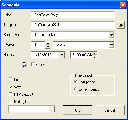 Reporting 6.12 Schedule fully automatic report creation 3. Enter the control information in the "Schedule" dialog window.
