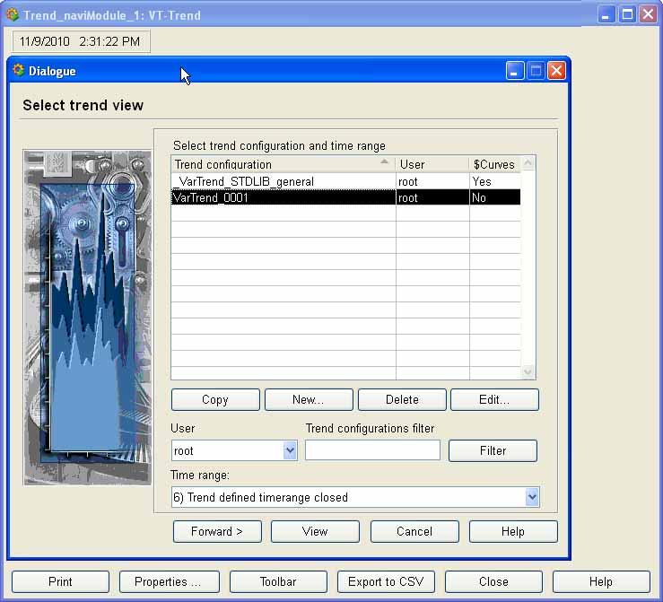 Representing trends 7.2 Creating and configuring a trend view Figure 7-1 "Select trend view" dialog window Under certain circumstances, only the trend window appears.