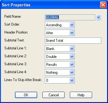 Sort Regions Sort regions are used to define sort levels, page breaks and totaling.