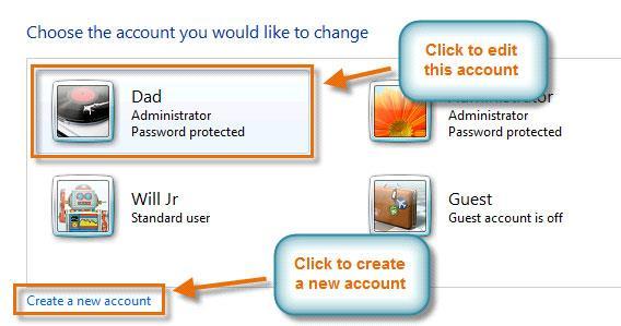 4. From the Manage Accounts pane, click Create a new account. 5.