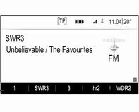 118 Radio Station lists FM or DAB waveband Turn the MENU knob to display a list of all stations currently receivable. Scroll through the list and select the desired station.