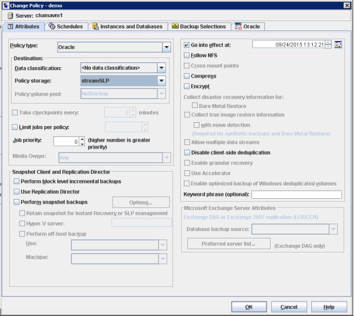 Oracle Intelligent Policy (OIP) configuration Create the Oracle Intelligent Policy for Oracle accelerator backups 33 Create the Oracle Intelligent Policy for Oracle accelerator backups Use the