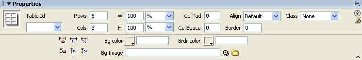 Merge / Split Content alignment Width, Height Background image, color and border color To modify table properties: click inside the table then click <table> at the bottom of